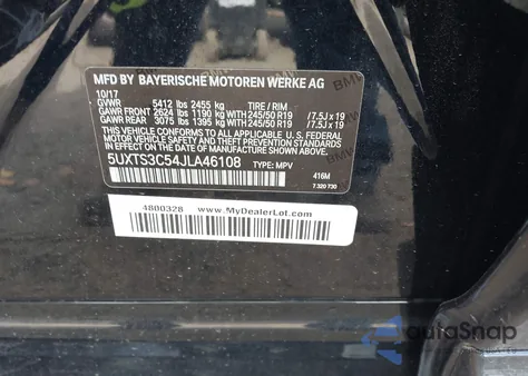 2018 BMW X3 M40I z USA, uszkodzony, nr VIN 5UXTS3C54JLA46108